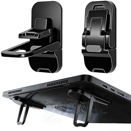 2 Pack Aluminum Laptop Stand, 2-Level Height Adjustable Foldable Compact Portable Desk & Keyboard Riser, Fits 11–17 inch Laptops, Ergonomic Holder for Home, Office, Travel