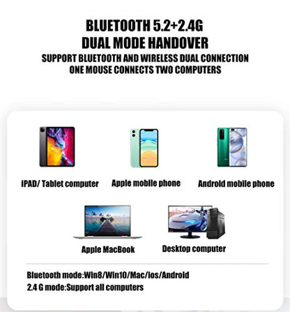 Bluetooth Wireless Mouse for Laptop mac MacBook ipad MacBook air MacBook pro pc Desktop Computer Windows Chromebook Notebook (Silver White) - color: silver white