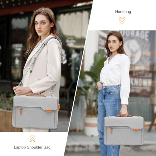 MOSISO 360 Protective Laptop Bag for men, 15-16 inch Computer Bags Compatible with MacBook Pro 16/Air 15, HP Dell Lenovo Asus Acer, Flapover Laptop Sleeve Bag with Trolley Sleeve&Pockets, Gray - color: Gray