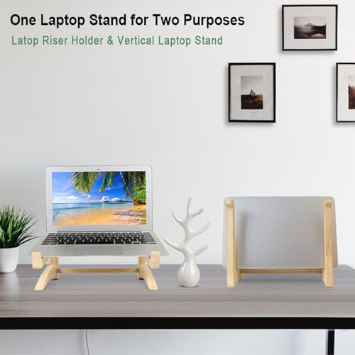 UI U & I Laptop Stand Riser, Portable and Adjustable Stand, for Notebook up to 13-17 Inch, Wood - size: big