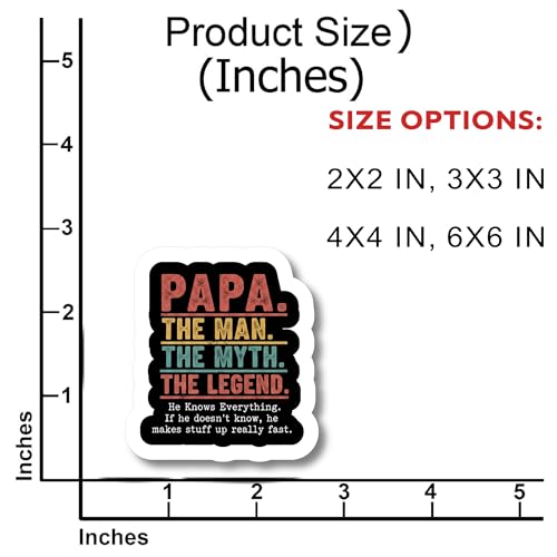 Vinyl Sticker Pack Papa the Man Myth Legend Decals for Laptops Water Bottles and Personal Gear Accessories