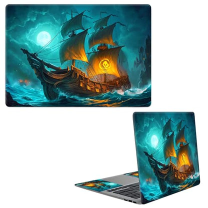 Laptop Skin Sticker Decal, Universal Protective Cover Fit 12 13 14 15.6 Inch Notebook, Reusable Water-Resistant Vinyl Decal w/ 2 Wrist Pads for Business Travel Office, Blue Sail - color: Blue Sail