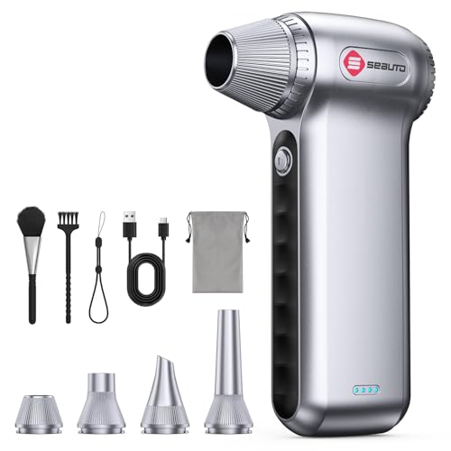 Electric Air Duster 180000RPM, Powerful Cordless Compressed Air Duster with 3-Speed Mini Air Duster Blower, Rechargeable Dust Cleaner for Computer Keyboard, PC, Car, Outdoor & Home Cleaning