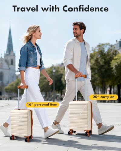 Lekesky 16 Inch Underseat Carry On Luggage Airline Approved, D-Beige-Brown | Durable ABS, Small Underseat Carry-on Luggage with TSA Lock Spinner Wheels, Personal Item Luggage Removable Wheels for Travel - color: D-Beige-Brown, size: 16 Inch