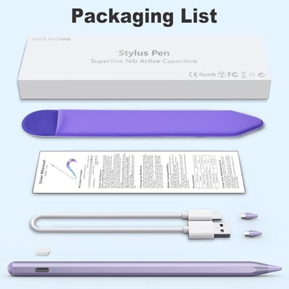 COO Universal Active Stylus Pen for iOS, Android & Samsung Touch Screens | Smart Digital Stylus for Lenovo/Vivo/Mi/HUAWEI Tablets, iPhone/Samsung/Pixel Phones for Drawing&Writing, Purple - color: Purple