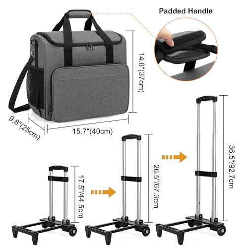 Trunab Rolling Teacher Bag, Teacher Tote Bag with Padded Sleeves | with Bottom Pad and Detachable Trolley, Wheeled Teacher Bag Holds up to 15.6” Laptop - color: Grey