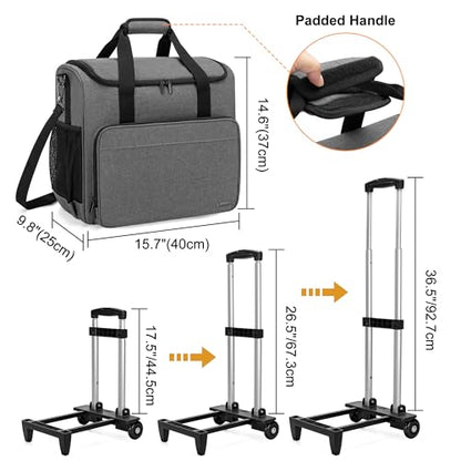 Trunab Rolling Teacher Bag, Teacher Tote Bag with Padded Sleeves | with Bottom Pad and Detachable Trolley, Wheeled Teacher Bag Holds up to 15.6” Laptop - color: Grey