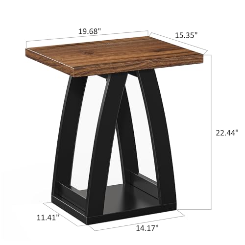 End Tables Living Room. Side Table Beside Sofa. Modern End Table for Living Room. Couch Side Table with Shelf. Black-Brown Wood Side Tables - color: Black-brown