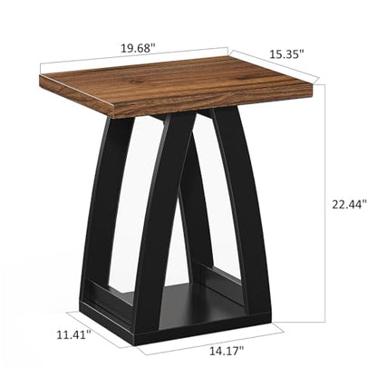 End Tables Living Room. Side Table Beside Sofa. Modern End Table for Living Room. Couch Side Table with Shelf. Black-Brown Wood Side Tables - color: Black-brown
