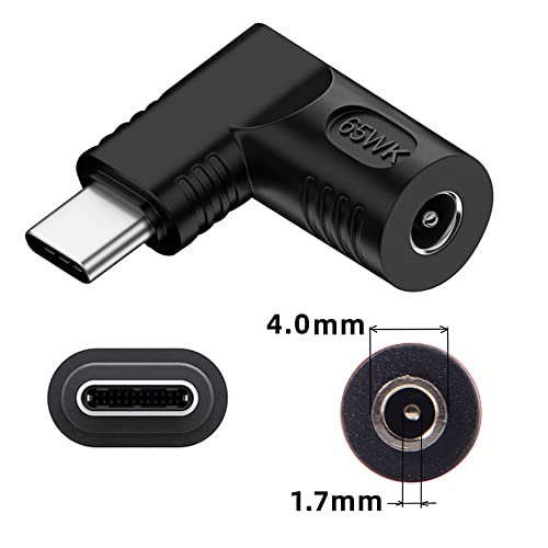 DC Jack 4.0x1.7mm Input to USB-C Type-C Angled 90 Degree Power Plug Charge Adapter for Laptop Phone - style: 4.0x1.7mm