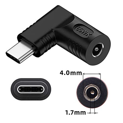 DC Jack 4.0x1.7mm Input to USB-C Type-C Angled 90 Degree Power Plug Charge Adapter for Laptop Phone - style: 4.0x1.7mm