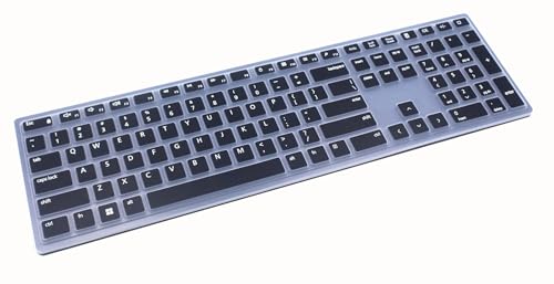 Silicone Keyboard Cover Skin Compatible for Dell Pro KM5221W KB500 Keyboards & Dell Wireless Bluetooth Keyboard KM7321W (Black) - color: Black