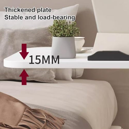 Rolling Standing Desk Tilting Overbed Table with Wheels Height Adjustable Tray Table for Laptop Bed Sofa Side Table with Single Baffle Strips Svart Black Table Legs,Natural-White Table Legs - color: Natural, size: White table legs