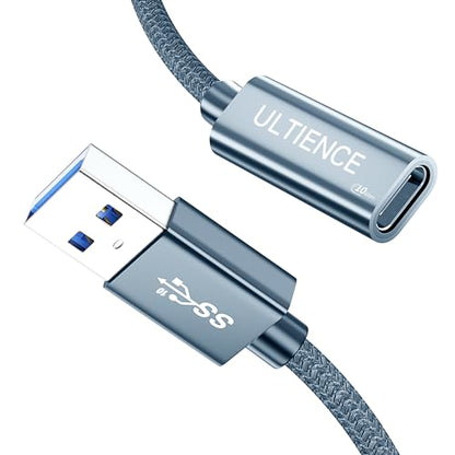 USB-C Female to USB 3.0 Male Adapter Cable, 10Gbps Ultra-Fast Transfer Speed, 60W Fast Charging, Durable Braided 1.2m Cable, Sturdy Metal Plug for Laptops, PCs & Smartphones (Grey 3.3ft) - color: Grey 3.3ft (Pack of 1)