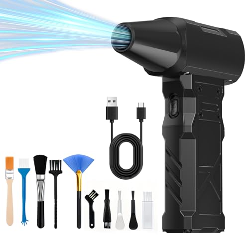 Compressed Air Duster-100000RPM Electric Air Duster for PC | Keyboard Cleaning，3-Speed Cordless Turbo Fan Rechargeable Reusable Compressed Air Blaster, Air Bed, Outdoors, Home.X3
