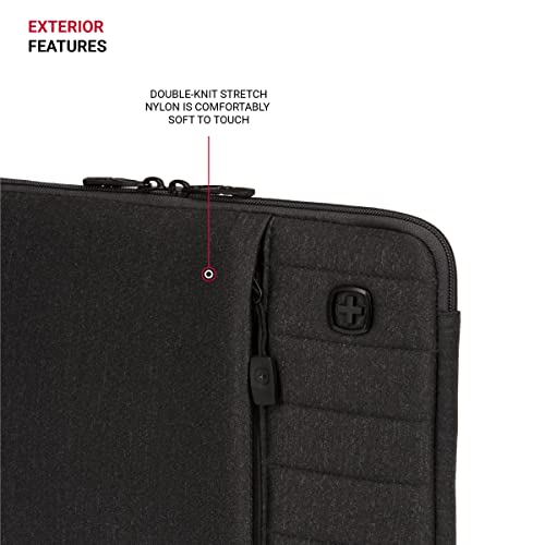 SwissGear Padded Zippered Laptop Sleeve, Micro-Twill Laptop Case with Zippered Front Compartment & Fleece Lining - color: Charcoal Heather, size: 13-Inch