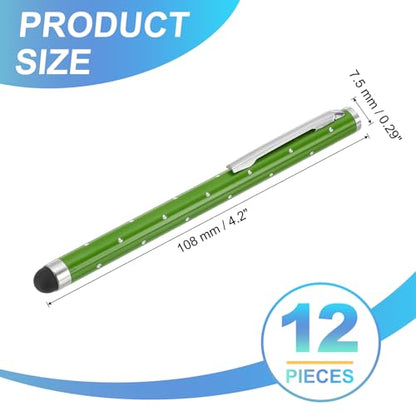 PATIKIL Stylus Pens for Touch Screens, 12 Pcs High Precision Universal Bling Stylus Crystal Metal Capacitive Pen for Touch Screen Devices Phone Tablets Laptop, Green - color: Green