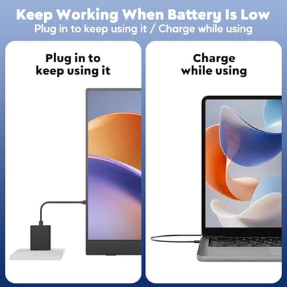 17.3" 2.5K Wireless Portable Monitor with Built‑in 8000mAh Battery 4H, AirPlay & Miracast, 2560x1400 IPS Matte HDR, 125% sRGB, 500 Nits, VESA, Auto Rotation for Phone/Tablet, USB‑C & Mini HDMI - size: 17.3