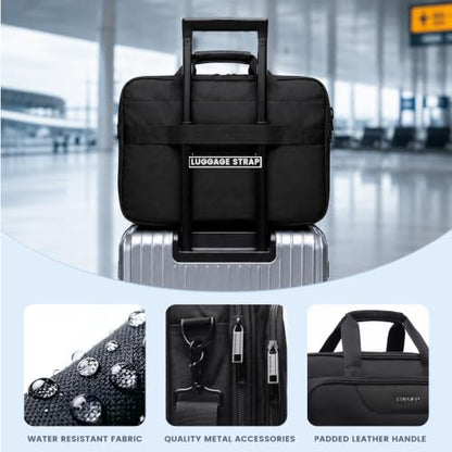 EMPSIGN Laptop Bag Briefcase for Men, 17.3 Inch Computer Case, Black | Expandable Computer Bag, Water Repellent, Shoulder Messenger Bag, Detachable Strap, Work Business Travel Office - color: Black/Black
