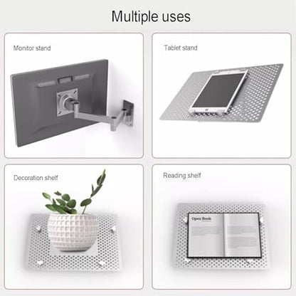 Foldable Laptop Wall Mount Bracket, Full Motion Articulating Laptop Holder, with Detachable Mouse Tray, Vented Full-Cover Heat Dissipation, Ergonomic Space-Saving for Laptops Home Office Workstation