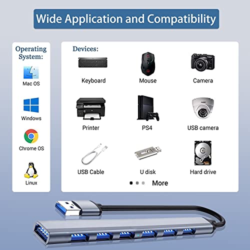 USB Hub 3.0 with 7 Ports, VIENON Aluminium USB 3.0 Hub USB Splitter Extender for for Laptop, PC, MacBook, Mac Pro, Mac mini, iMac, Surface Pro and More - style: Aluminium 7-Port