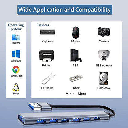 USB Hub 3.0 with 7 Ports, VIENON Aluminium USB 3.0 Hub USB Splitter Extender for for Laptop, PC, MacBook, Mac Pro, Mac mini, iMac, Surface Pro and More - style: Aluminium 7-Port