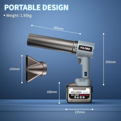 Handheld Cordless Lightweight Powerful Car Dryer Air Blower with 1800G & 335MPH Powerful, Air Duster Electric Leaf Blower Cleaning Dryer Turbo for Patio Cleaning, Lawn Care and Car Drying