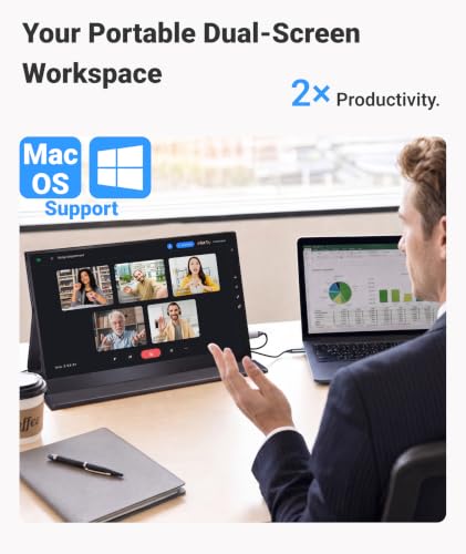 Ingnok Portable Monitor for Laptop,15.6'' 1080P, with Magnetic Case | 1080P 1.44lbs Ultra-slim Travel Monitor, USB C Mini HDMI for Mac,mini PC,Built-in speakers,VESA-ready,Easy to Carry - size: 15.6 inches