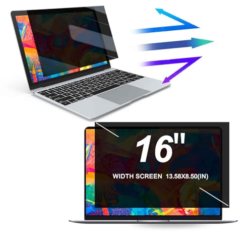 16 Inch Laptop Privacy Screen Filter for 16:9/10 Widescreen Display, Anti Blue Light & Anti Glare & Anti Spy Data Confidentiality Screen Protector for 16In Laptop,16:9(355x200mm 13.97x7.87in) - size: 16:9(355x200mm 13.97x7.87in)