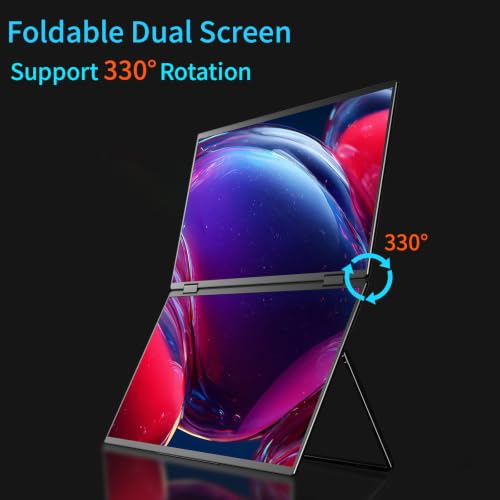 Dual Portable Monitor 18.5" 1080P FHD HDR 360° Folding Stacked Triple Laptop Screen Extender, USB-C HDMI Second Monitor for Laptop, Mac, Windows, VESA Mountable(Driver Need) - size: 18.5 inch Dual monitor Metal