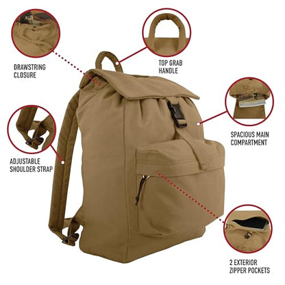 Rothco Canvas Daypack – Heavy-Duty Cotton Canvas Backpack for Hiking, Camping, Traveling, and Daily Use – 34L Capacity - color: Savage Orange Camo