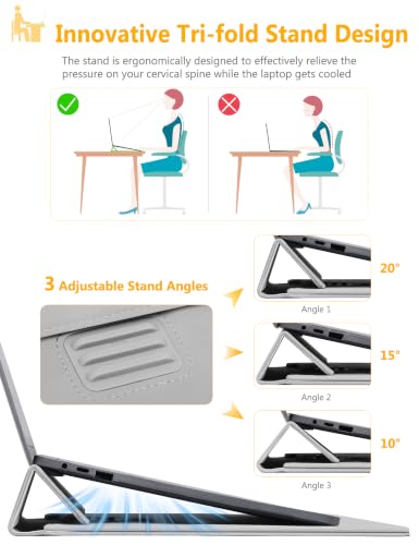 HYZUO 13.3-14 Inch Laptop Case Sleeve with Adjustable Stand, Light Gray | for MacBook Pro 14 M5/M4/M3/M2/M1 Pro/Max A3426 A3427 2026-2021, MacBook Air/Pro 13.3, 13.8-13.5 Surface Laptop - color: Light Gray, size: 13.3-14 Inch