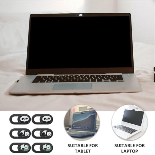 6 Pieces Webcam Cover with Sliding Mechanism for Laptop and Tablet, Cartoon Sleeping Panda Privacy Protection, Ultra-Thin Web Camera Cover for Computer and Desktop Use