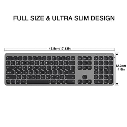 cimetech 2.4GHz Wireless Keyboard with Number Pad Full Size Design for Laptop Desktop PC Tablet, Windows iOS Android - Grey