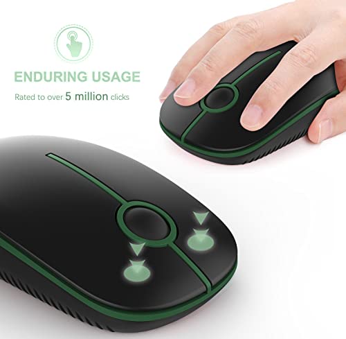 VssoPlor Wireless Mouse, 2.4G Slim Portable Computer Laptop Mouse with Nano Receiver Quiet Silent Optical Mice for Notebook, PC, Laptop, Computer-Black and Green - color: Black and Green