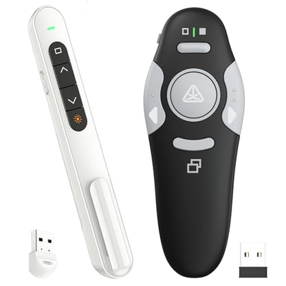 QUI Presenter Clicker Bundle | Pen-Shaped USB A White & Remote-Shaped USB A Black