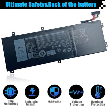 V0GMT Laptop Battery Replacement for Dell G7 17 7700 Gaming Series 4K1VM W62W6 XYCW0 9TM7D NYD3W NCC3D TJDRR 0W62W6 0XYCW0 09TM7D 0NYD3W 0NCC3D 4KIVM 0TJDRR VOGMT GPM03 5XJ28 5D91C 56Wh - size: 11.24*3.57*0.27 inch V0GMT