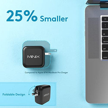 MINIX NEO P3 100W Turbo 4-Port GaN Wall Charger, 3 x USB C port Fast Charging Power Adapter(Max 100W/20W), 1 USB-A (Max 18W). Compatible with MacBook Pro Air, iPad Pro, iPhone 17/16 Pro Max,Galaxy S23