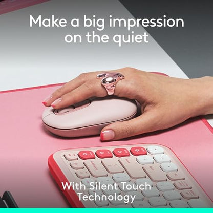 Logitech POP Mouse, Compact and Portable Wireless Bluetooth Mouse - Rose | Compact, portable, programmable buttons, easy-switch between up to 3 devices, laptop, tablet, PC - color: Rose