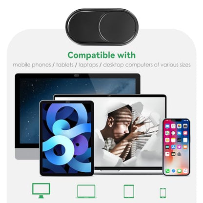 CloudValley Laptop Camera Cover Slide, Metal 0.023 Inch Ultra-Thin, 2 Packs | Web Webcam Cover for MacBook Pro / Air, Laptop, iMac, iPad, iPhone 8/7, Computer Accessories, Privacy Protection, Black - color: Black-2 Pcs