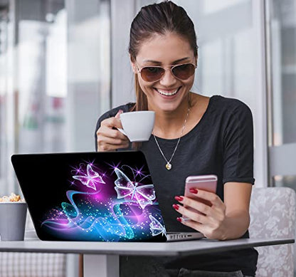 icolor Laptop Skin Sticker Decal 12 13 13.3 14 15 15.4 15.6 inch Personalized Universal Notebook Vinyl Skin Stickers Cover Art Decal Computer Protector (Black/Butterfly) - color: Black/butterfly