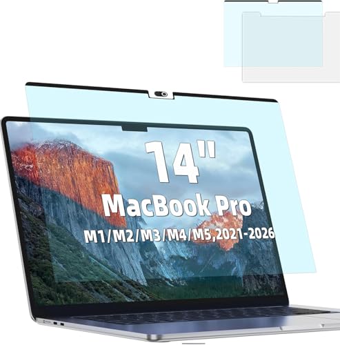 Magnetic Anti Blue Light Screen Protector for MacBook Pro 14 Inch (2021-2026,M1, M2, M3, M4, M5 Pro/Max), Removable MAC 14.2" Blue Light Filter , Bubble-Free Install, Eye Protection Glare Laptop Screen Protector - size: MacBook Pro 14 inch