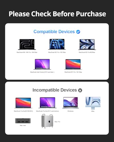 MacBook Pro Docking Station Dual Monitor 4K@60Hz with 100W Power Adapter, USB C Docking Station Vertical Stand for MacBook Pro/Air with 2 HDMI, USB 3.0, SDµSD, Ethernet, Audio