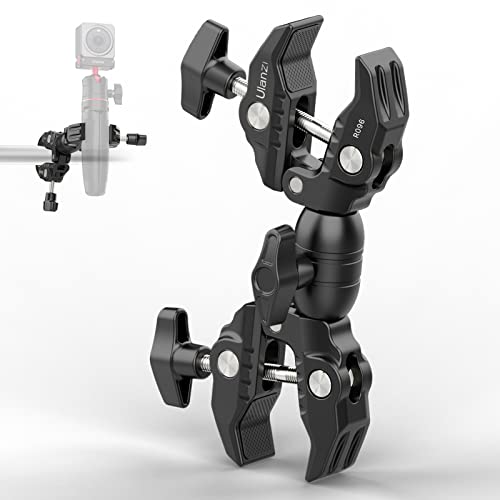 ULANZI Super Clamp Double Camera Clamp, R096 Crab Plier Clip Bracket Mount | Monitor Magic Arm Double Ball Head Adapter for Photo Studio Light Stand, Photography Reflector, Photo Boom Stand, Cross Bars