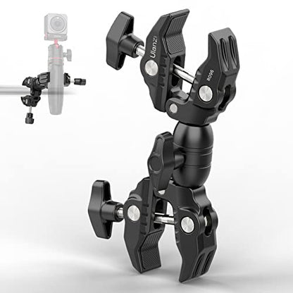 ULANZI Super Clamp Double Camera Clamp, R096 Crab Plier Clip Bracket Mount | Monitor Magic Arm Double Ball Head Adapter for Photo Studio Light Stand, Photography Reflector, Photo Boom Stand, Cross Bars