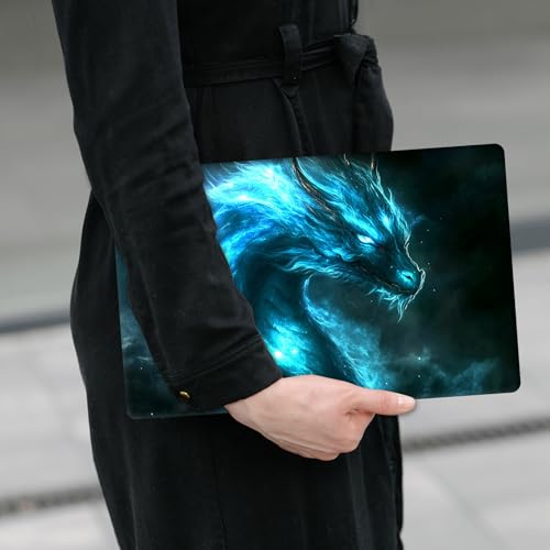 Laptop Skin Sticker Decal 12" 13" 13.3" 14" 15" 15.6",Waterproof Scratch Resistant Vinyl,Reusable Easy to Apply,for MacBook HP Dell Notebooks Netbooks Laptop,2 Wrist Pads,Blue Glitter Dragon - color: Blue Glitter Dragon