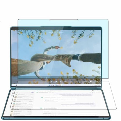 Puccy Anti Blue Light Tempered Glass Screen Protector Film, compatible with Lenovo Yoga Book 9i Gen 8 13.3" Laptop (Active Area Cover Only) Protective Protectors Guard