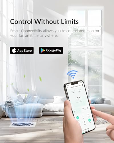 Howeall Super Quiet Register Booster Fan for 4" x 12" Register Holes, Smart Vent with Dual Intelligent Thermostat and WIFI App Control, Heating Cooling AC Vent Fan (White) - color: White, size: 4" x 12"