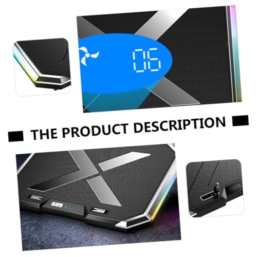 RGB Laptop Cooling Pad Adjustable Height USB Powered Quiet Fan LED Light Base for Gaming and Work