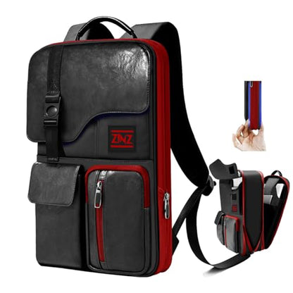 Slim & Expandable Laptop Backpack 15.6 Inch, Computer Rucksack Water Resistant Bag, Anti-Theft Travel Daypack for Men and Women-Black&Red - color: Black&red
